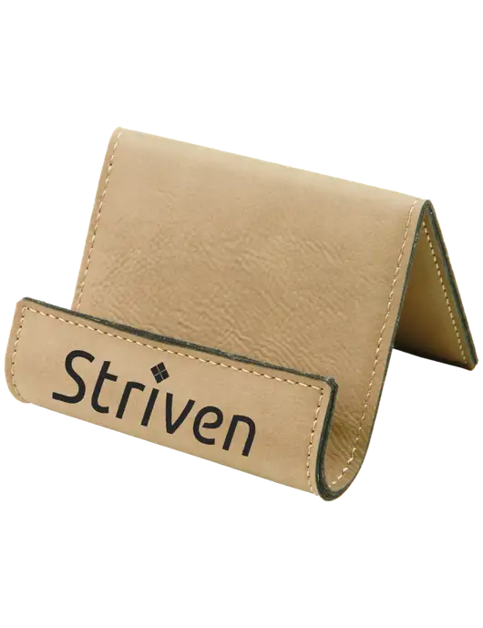 Tan Leatherette Card & Phone Holder w/Striven Logo 