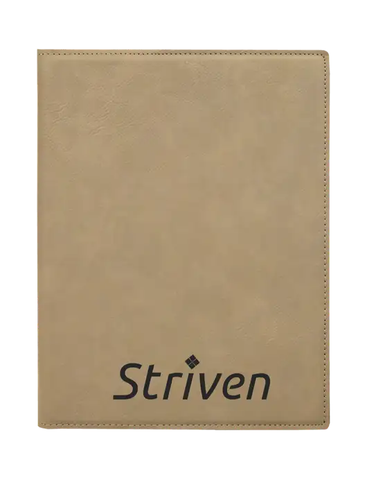 Tan Leatherette 7 x 9 Portfolio with Notepad w/Striven Logo 